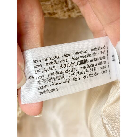 Zara Textured Sleeveless Button Front Vest Waistcoat With Belt Beige Women's M - Picture 6 of 8